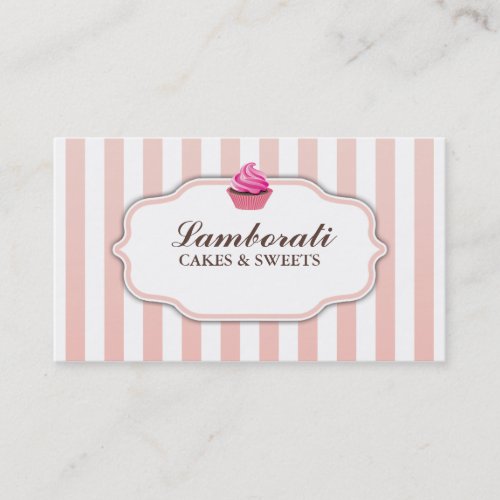 Cupcake Bakery Pink  Cute Elegant Modern Business Card