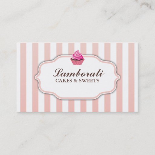 Customizable Cupcake Bakery Pink  Cute Elegant Modern Business Card