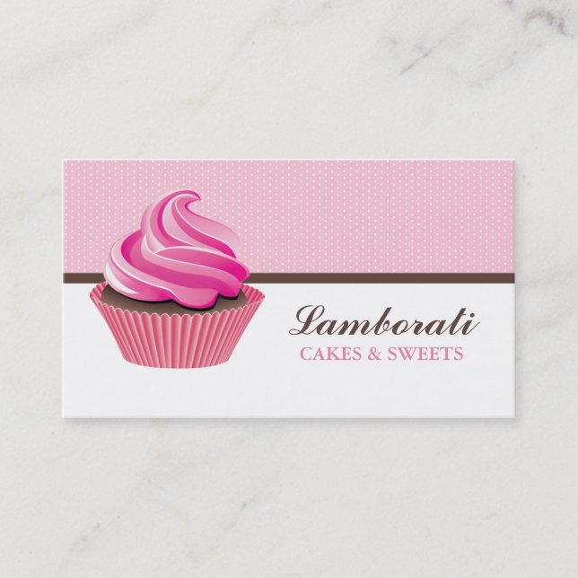 Cupcake Bakery Pink Elegant Modern Cute Business Card (Front)