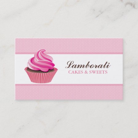 Cupcake Bakery Pink Elegant Modern Cute Business Card