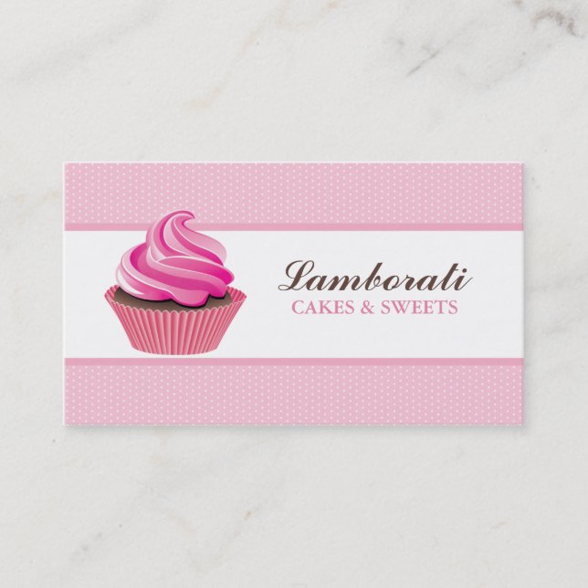 Cupcake Bakery Pink Elegant Modern Cute Business Card (Front)