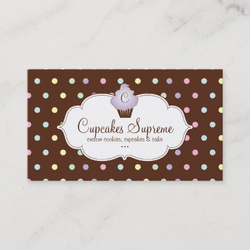 Cupcake Bakery Polka Dots Chocolate Mauve Business Card