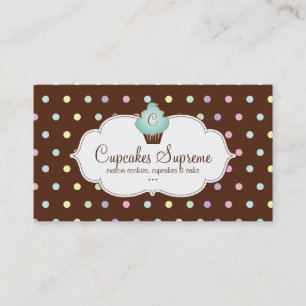Cupcake Bakery Polka Dots Chocolate Mint Green Business Card