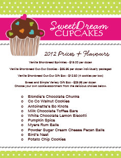 Cupcake Price List Menu Template Design