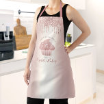Cupcake Bakery Rose Gold Glitter Drips Typography Apron<br><div class="desc">Here’s a wonderful way to add to the fun of baking. Add extra sparkle to your culinary adventures whenever you wear this elegant, sophisticated, simple, and modern apron. A sparkly, rose gold cupcake, script handwritten typography and glitter drips overlay a girly faux metallic rose gold ombre background. Personalize with your...</div>