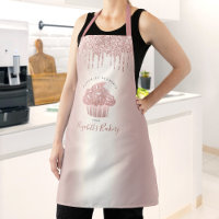 Cupcake Bakery Rose Gold Glitter Drips Typography