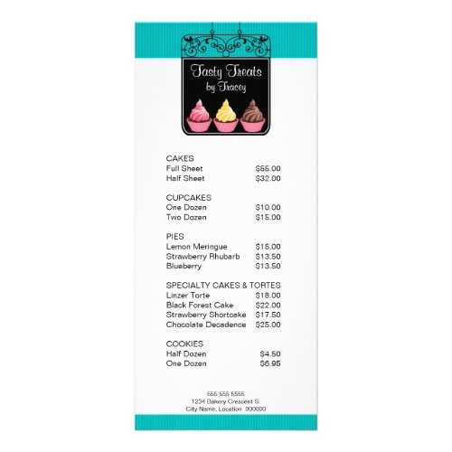 Cupcake Bakery Shop Sign Promotional Price List Rack Card