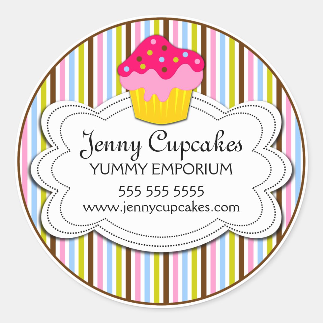 Cupcake Bakery Stickers | Zazzle