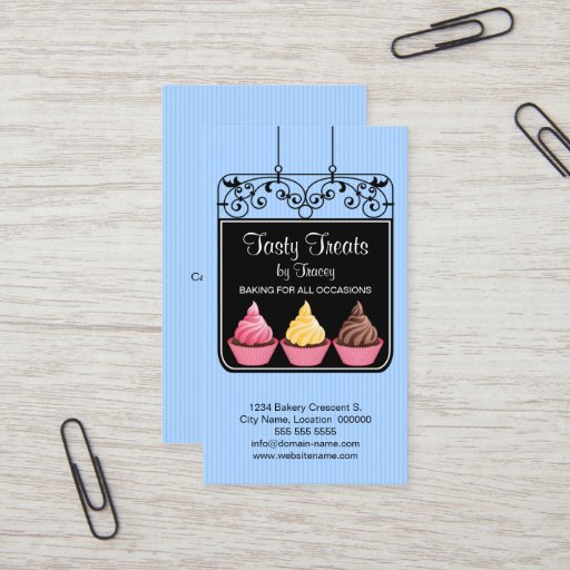 Customizable Cupcake Bakery Storefront Sign Business Cards