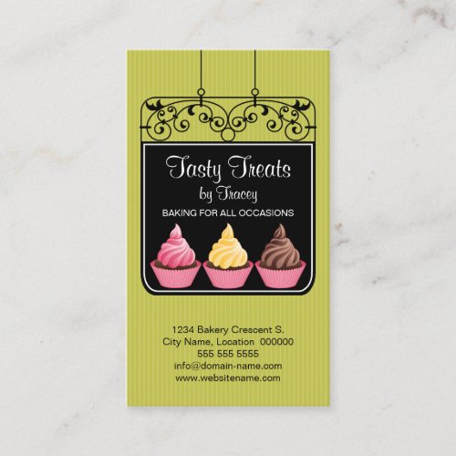 Cupcake Bakery Storefront Sign Business Cards