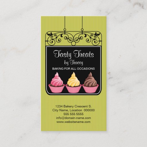 Customizable Cupcake Bakery Storefront Sign Business Cards