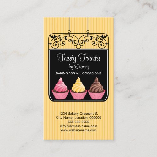 Cupcake Bakery Storefront Sign Business Cards