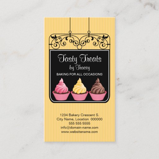 Customizable Cupcake Bakery Storefront Sign Business Cards