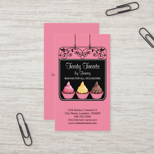 Cupcake Bakery Storefront Sign Business Cards