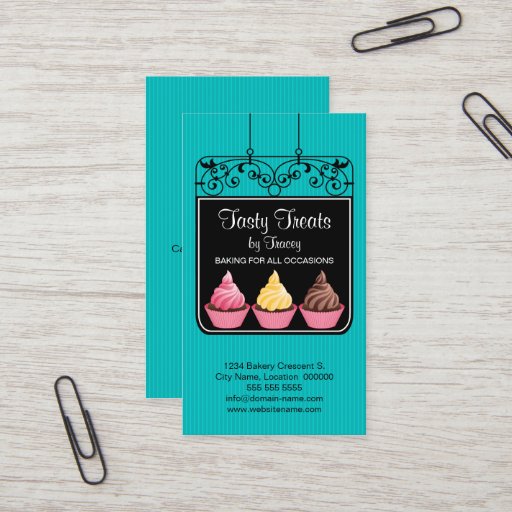 Customizable Cupcake Bakery Storefront Sign Business Cards