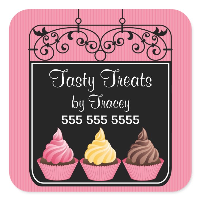 Cupcake Bakery Storefront Sign Square Stickers