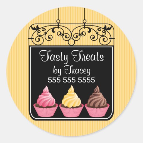 Cupcake Bakery Storefront Sign Stickers