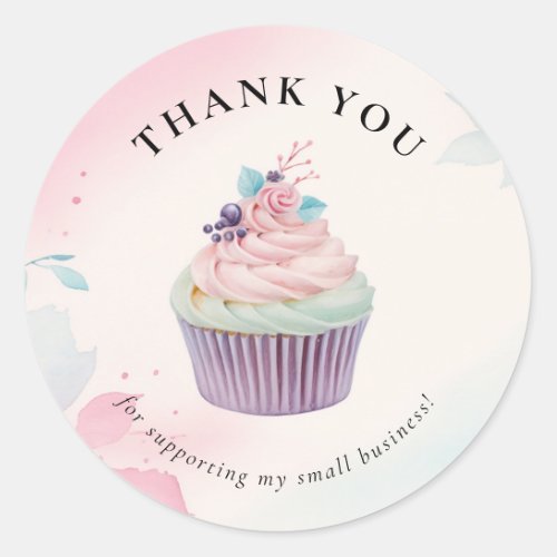 Cupcake Bakery Thank You Classic Round Sticker