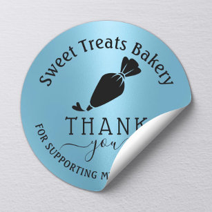 Cupcake Bakery Thank You For Your Order Light Blue Classic Round Sticker
