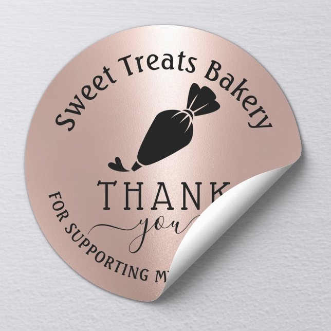 Cupcake Bakery Thank You For Your Order Rose Gold Classic Round Sticker (Creator Uploaded)