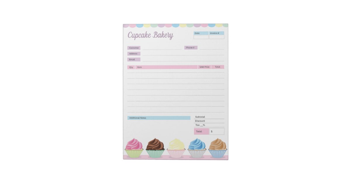 cupcake-bakery-theme-order-form-invoice-notepad-zazzle