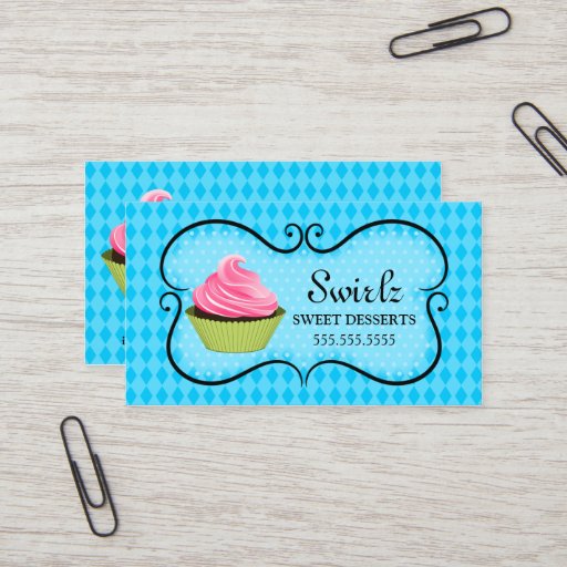 Customizable Cupcake Bakery Turquoise Business Cards