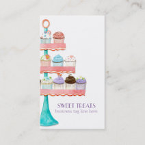 Cupcake Bakery Watercolor Floral Sprinkle Business Business Card