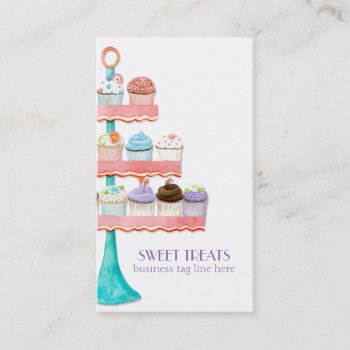Cupcake Bakery Watercolor Floral Sprinkle Business Business Card by ModernStylePaperie at Zazzle
