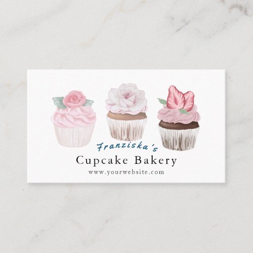 Cupcake Bakery White Bakery Business Card