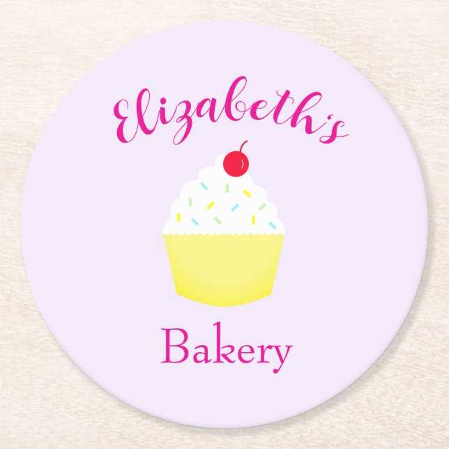 Cupcake Baking Birthday Round Paper Coaster (Front)