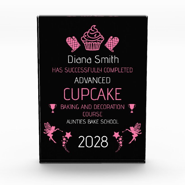 Cupcake Baking Course Acrylic Award (Front)
