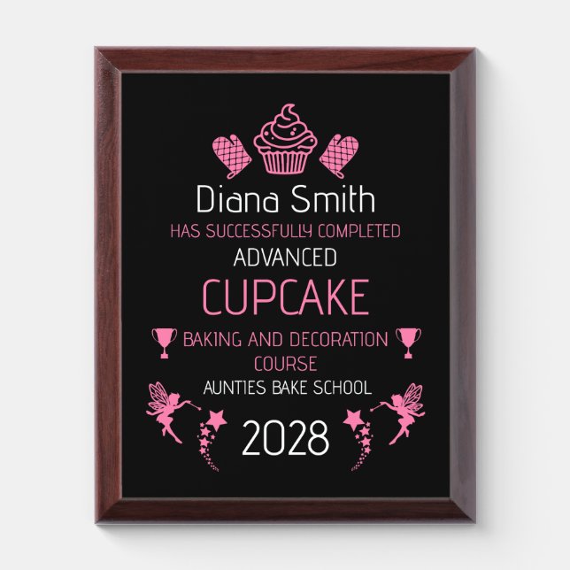 Cupcake Baking Course Award Plaque (Vertical)