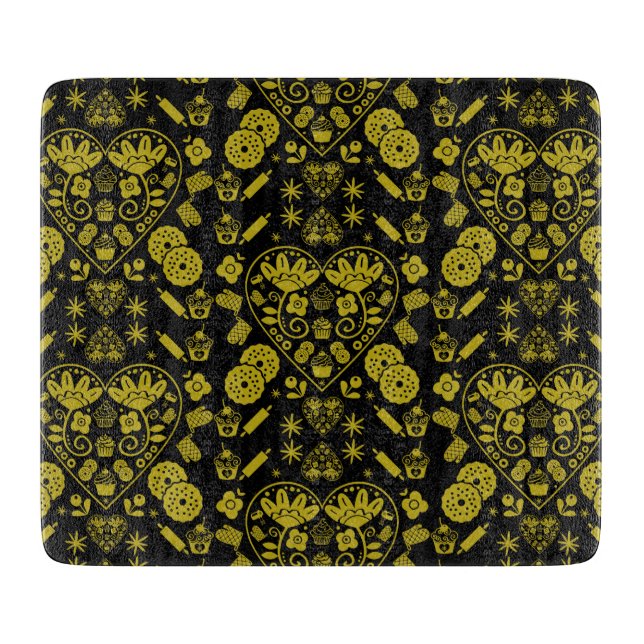 Cupcake Baking Folk Art Cutting Board (Front)