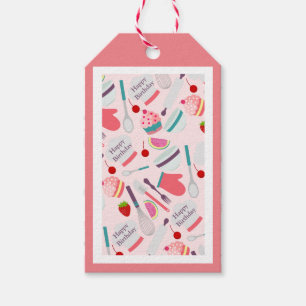 Cupcake Baking Pattern Pink Gift Tags