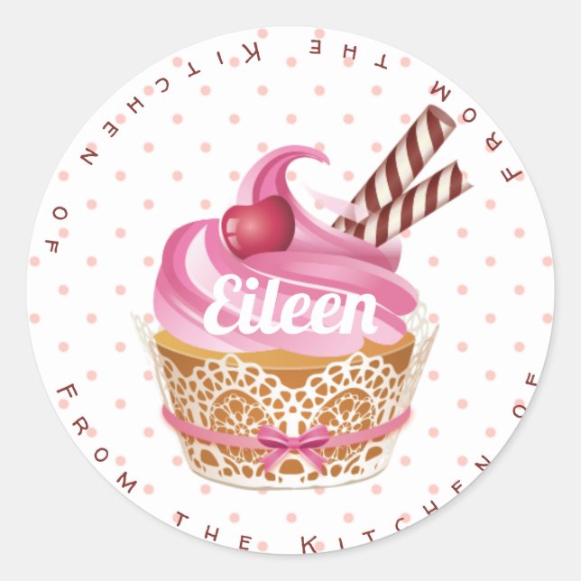 Cupcake Baking stickers/labels Classic Round Sticker (Front)