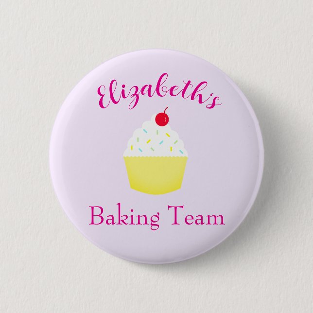 Cupcake Baking Team Birthday Button (Front)