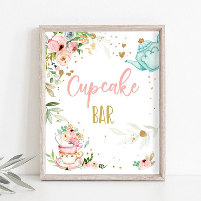 Cupcake Bar Tea Party Baby Brewing Baby Shower Poster (Creator Uploaded)