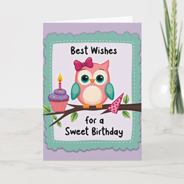 Cupcake Bird Birthday Card (Front)