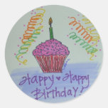 Cupcake Birthday Classic Round Sticker at Zazzle