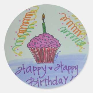 Cupcake Birthday Classic Round Sticker