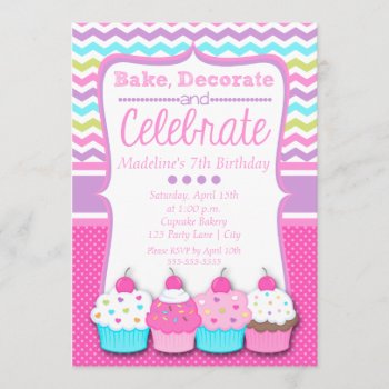 Cupcake Birthday Invitation by NoteworthyPrintables at Zazzle