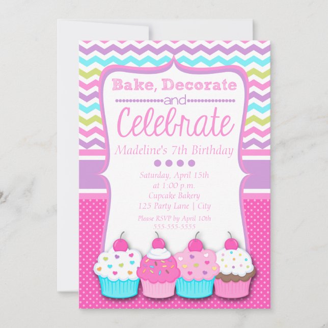 Cupcake Birthday Invitation (Front)