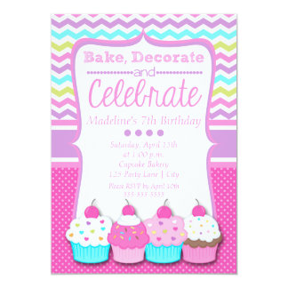 Cupcake Decorating Birthday Party Invitations 4