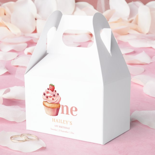 Cupcake Birthday Invitation,  Girls 1st Birthday Favor Boxes (Wedding)