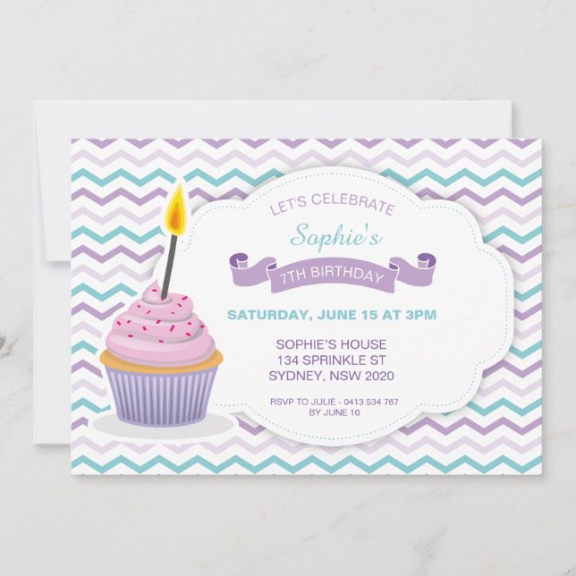 Cupcake Birthday Invitation - V1 (Front)