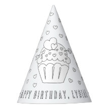Cupcake Birthday Party - Color Your Own Party Hat