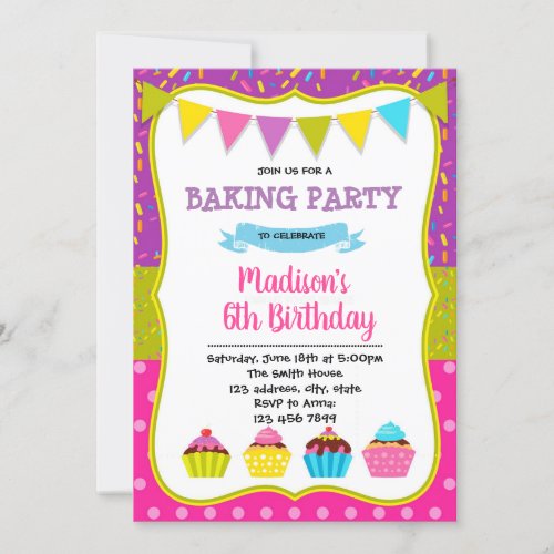 Cupcake birthday party invitation