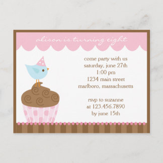 Cupcake Birthday Party Invitation Postcard
