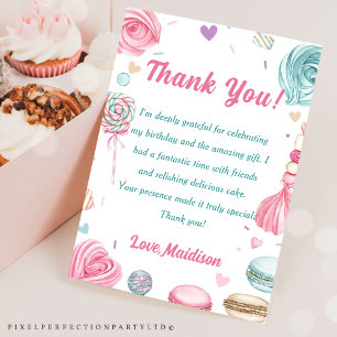 Cupcake Birthday Party So Sweet Candy Thank You Card