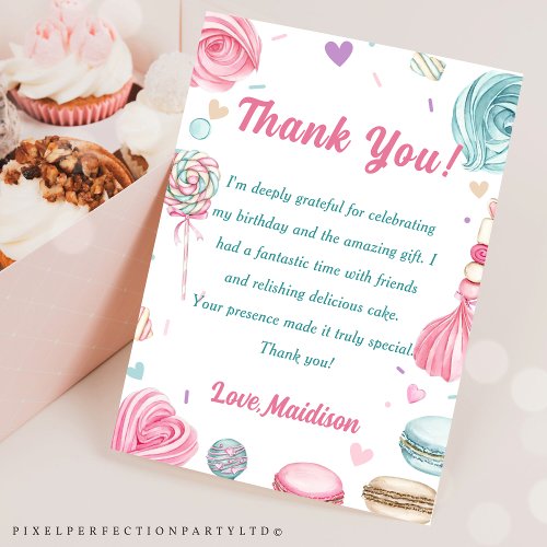 Cupcake Birthday Party So Sweet Candy  Thank You Card